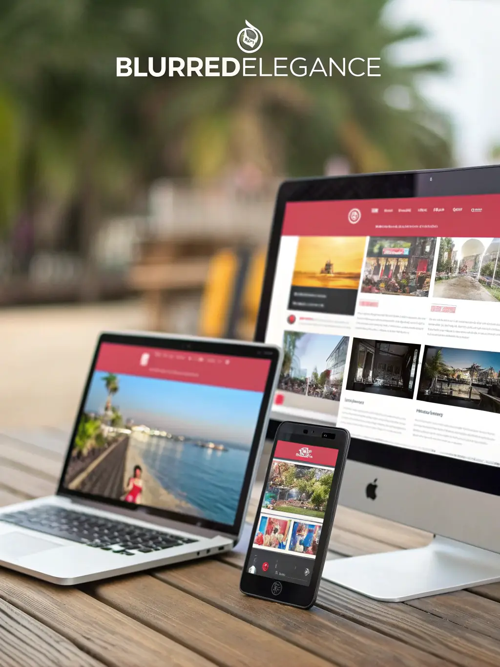 A sleek, responsive website displayed on various devices including desktop, tablet, and smartphone, showcasing AMI Digital Services' web design capabilities.