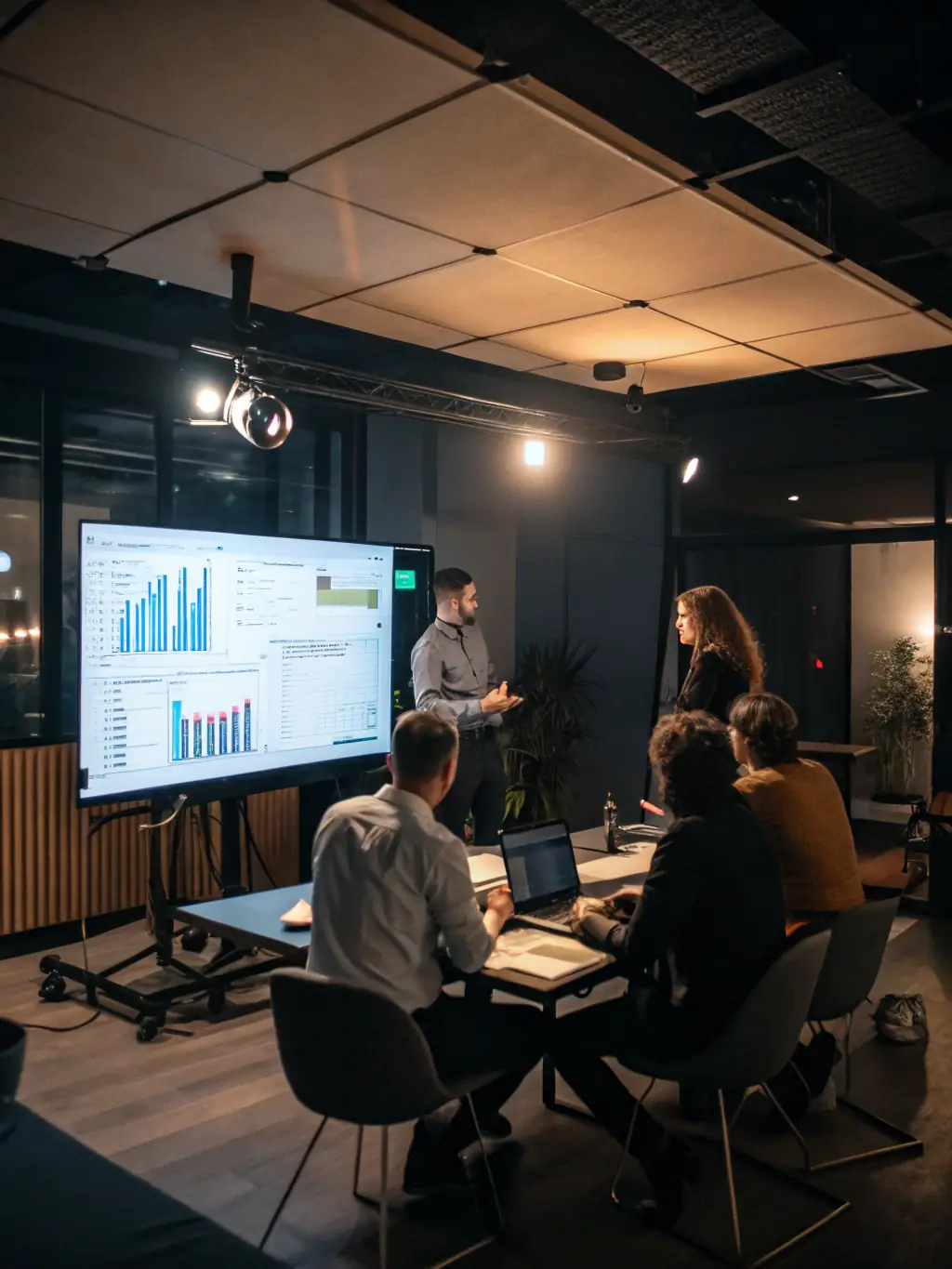 An image showing a digital marketing team analyzing campaign data on multiple screens, representing AMI Digital Services' strategic advertising services.
